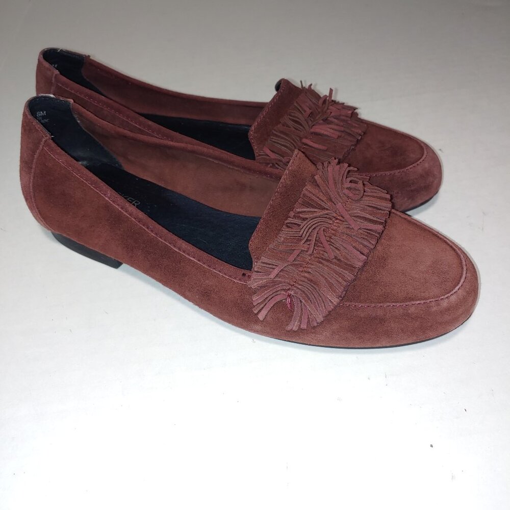 ADAM TUCKER for ME TOO Marcela Suede Merlot Red Fringed Loafers Size 8M